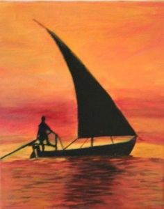 Voir le détail de cette oeuvre: coucher de soleil en mer  indienne